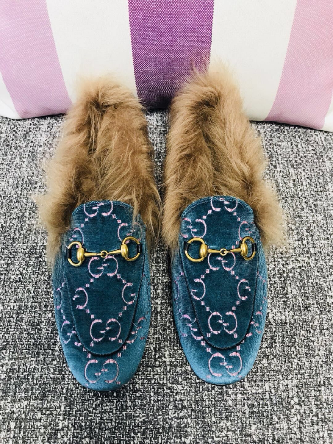 AAA Gucci Princetown Velvet Slippers GC01144